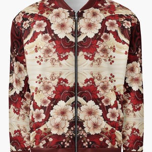 Floral Bomber Japanese Jacket, Japanese Streetwear, Y2K aesthetic, Harajuku fashion, Tokyo style, Asian art, Japanese Style Bomber