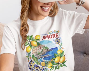 T-Shirt Italien, italienische Riviera Zitronen - Amalfiküste Stil Italien Souvenir Sommer T-Shirt - T-Shirt Kleider für Frauen, am besten weiße T-Shirt Damen