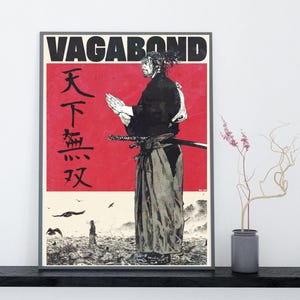Musashi Miyamoto Vagabond Poster, Japanese Manga Art Print, Miyamoto Musashi Art Print, Vagabond Samurai Wall Art, Musashi Standing inPrayer