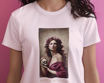 St. Rosalia T-Shirt - Unisex-T-Shirt aus 100% Bio-Baumwolle mit modernem Design der Schutzpatron von Rom, Fest von Santa Rosalia