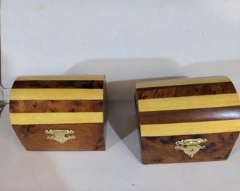 Handcrafted Wooden Jewelry Box – Small Keepsake Box with Gold Clasp