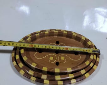 Handcrafted Wooden Nested Serving Trays – Set of 3 Decorative Inlay Platters