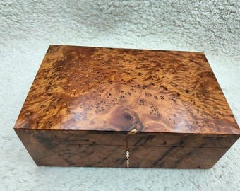 Handmade Thuya Wood Jewelry Box: Rustic Wooden Organizer (11x8)