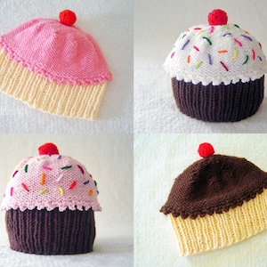Cupcake Hat Knitting Pattern: Newborn to Adult Sizes (PDF Pattern)