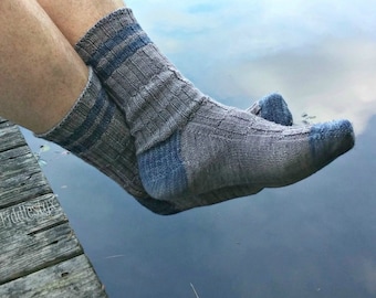 Gestreifte Herrensocken Strickanleitung: Der Normannen, Toe Up (PDF-Muster)