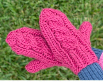 Knitting Pattern - Chunky Knitted Mittens Pattern - the AURORA Mitts (Child, Teen & Adult sizes incl'd)
