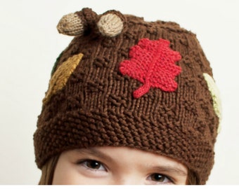 Hat Knitting Pattern - Fall Leaves Hat Pattern - the AUTUMN Hat (Newborn, Baby, Toddler, Child & Adult sizes incl'd)
