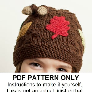 Hat Knitting Pattern Fall Leaves Hat Pattern the AUTUMN Hat Newborn, Baby, Toddler, Child & Adult sizes incl'd image 1