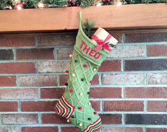 Knitting Pattern - Christmas Stocking Knitting Pattern - Fifth Annual Fiddlestyx Christmas Stocking -  the THEO Xmas Stocking Pattern