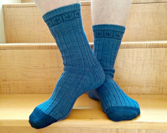 Knitting Pattern - Men's Sock Knitting Pattern - Toe Up Socks Knitting Pattern - the POSTAGE STAMP Socks (Adult small, med. & large sizes)