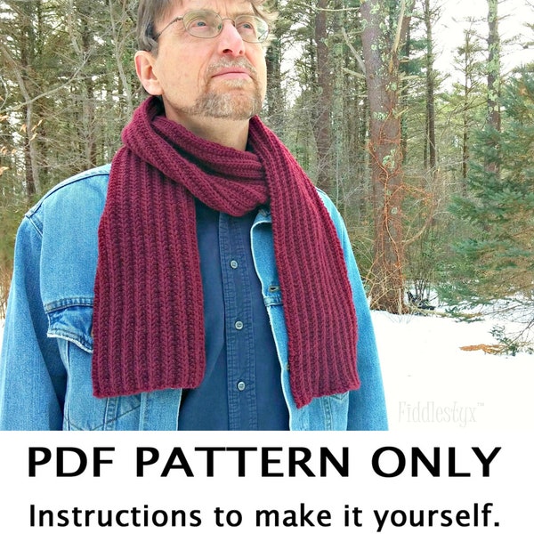 Knitting Pattern - Reversible Scarf Pattern - Men's Scarf Knitting Pattern - Classic Scarf Pattern - the FREDERICK Scarf