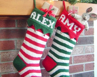 Elf Christmas Stocking Knitting Pattern: the HARVEY design (PDF Pattern)