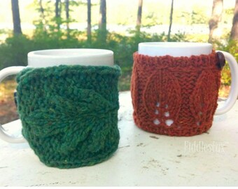 Knitting Pattern - Mug Cozy Knitting Pattern - Fall Mug Cozy Pattern -  Autumn Mug Cozy - the OAK and ELM Mug Cozy Pattern