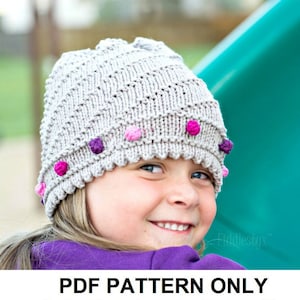 Patrón de tejido de gorro holgado: Gorro con pompón (tallas de recién nacido a adulto) (Patrón en PDF)