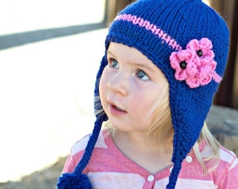 Knitting Pattern - Earflap Hat Pattern - the KIMBERLY Cap (Toddler, Child & Adult sizes incl'd)