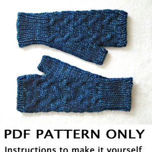 Knitting Pattern - Cabled Fingerless Mittens Pattern - Fingerless Gloves Pattern - the TASHMOO Mitts (Women's S, M, L sizes)