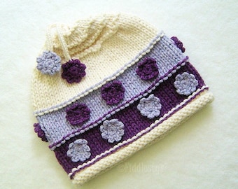 Knitting Pattern - Girl's Hat Pattern - the VIOLET Hat (Newborn, Baby, Toddler, Child & Adult sizes incl'd)