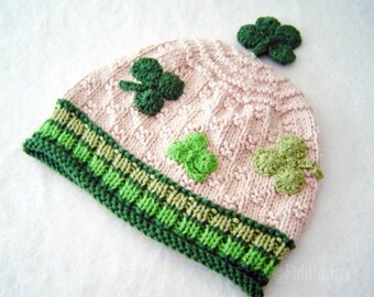 St Patrick's Day Hat Knitting Pattern: Irish Shamrock Beanie (PDF Pattern)