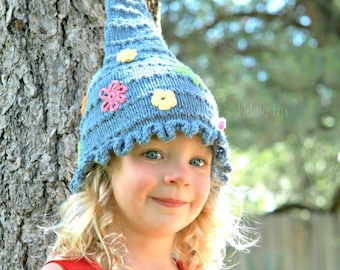 Hat Knitting Pattern - Pixie Hat Pattern - the JANIS Hat (Newborn, Baby, Toddler, Child & Adult sizes incl'd)