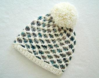 Knitting Pattern - Hat Knitting Pattern - Pom Pom Hat Pattern - the CHATHAM Hat (Toddler, Child & Adult sizes)