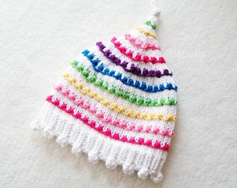 Knitting Pattern - Rainbow Hat Pattern - the JUDY Hat (Newborn, Baby, Toddler, Child & Adult sizes incl'd)