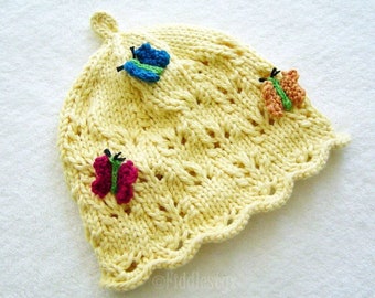 Knitting Pattern - Butterfly Hat Pattern - the DIANA Hat (Newborn, Baby, Toddler, Child & Adult sizes incl'd)
