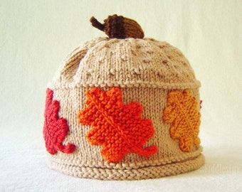 Hat Knitting Pattern - Fall Leaves Hat Pattern - the SCARLET Beanie (Newborn, Baby, Toddler, Child & Adult sizes incl'd)