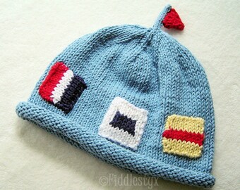Knitting Pattern - Nautical Flag Hat Pattern - the JACQUES beanie (Newborn, Baby, Toddler, Child & Adult sizes incl'd)