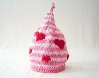 Knitting Pattern - Valentines Day Hat Pattern - the CUPID Hat (Newborn, Baby, Toddler, Child & Adult sizes incl'd)