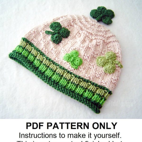 Hat Knitting Pattern - St Patrick's Day Hat Pattern - Irish Hat Pattern - the PATRICK Hat (Newborn, Baby, Toddler, Child & Adult sizes)