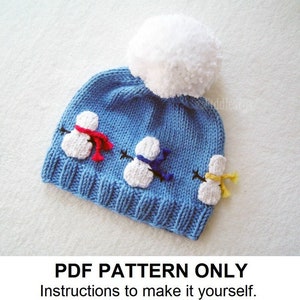 Hat Knitting Pattern Snowman Hat Pattern the OLAF Hat Newborn, Baby, Toddler, Child & Adult sizes incl'd image 1