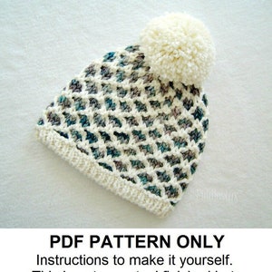 Knitting Pattern - Hat Knitting Pattern - Pom Pom Hat Pattern - the CHATHAM Hat (Toddler, Child & Adult sizes)