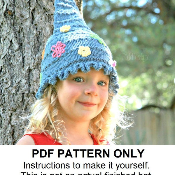 Hat Knitting Pattern - Pixie Hat Pattern - the JANIS Hat (Newborn, Baby, Toddler, Child & Adult sizes incl'd)