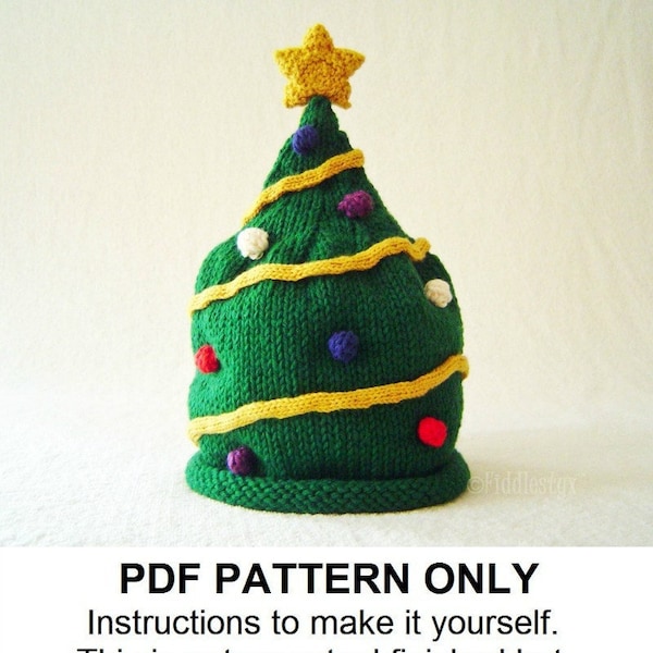 Christmas Tree Hat Knitting Pattern: Newborn to Adult Sizes (PDF Pattern)