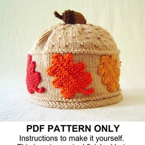 Hat Knitting Pattern Fall Leaves Hat Pattern the SCARLET Beanie Newborn, Baby, Toddler, Child & Adult sizes incl'd image 1