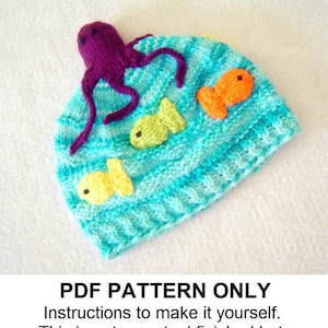 Hat Knitting Pattern Octopus Hat Pattern the OLLIE Hat Newborn, Baby, Toddler, Child & Adult sizes incl'd image 1