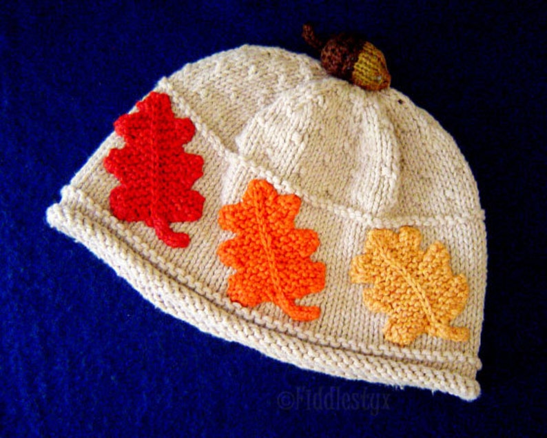 Hat Knitting Pattern Fall Leaves Hat Pattern the SCARLET Beanie Newborn, Baby, Toddler, Child & Adult sizes incl'd image 2