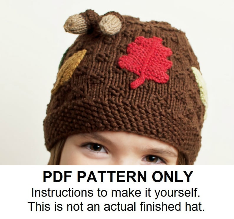 Hat Knitting Pattern Fall Leaves Hat Pattern the AUTUMN Hat Newborn, Baby, Toddler, Child & Adult sizes incl'd image 1