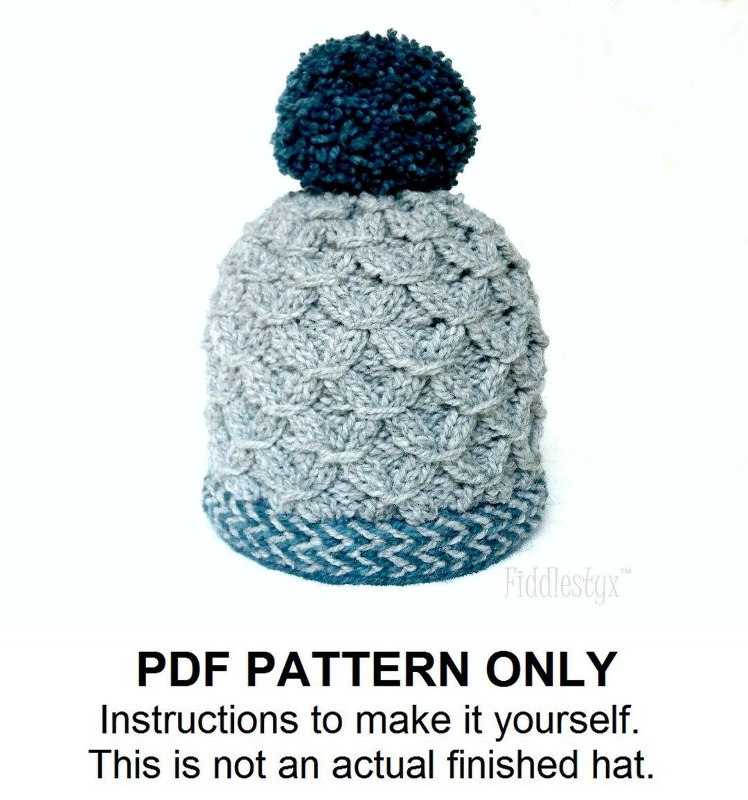 Knitting Pattern Pom Pom Hat Pattern Boy's Hat Etsy