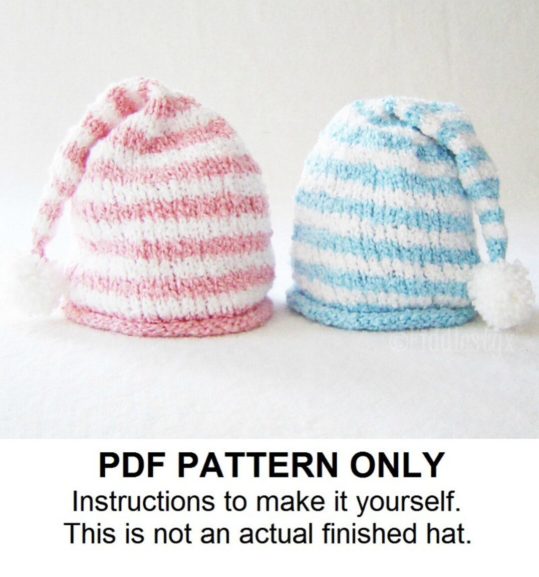 Stocking Cap Pattern Striped Stocking Hat Knitting Pattern: Newborn to Adult (PDF Pattern ...