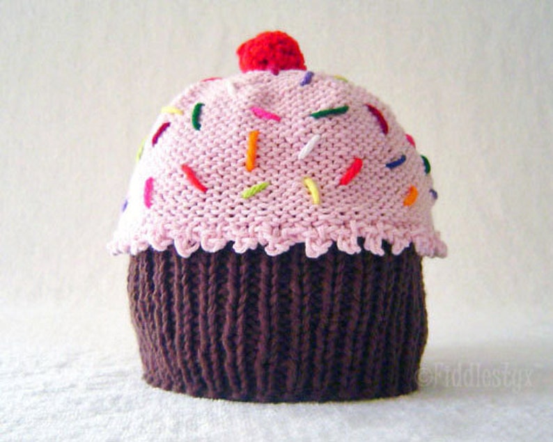 Knitting Pattern Baby Cupcake Hat Pattern the CUPCAKES Hat Newborn, Baby, Toddler, Child & Adult sizes incl'd image 4