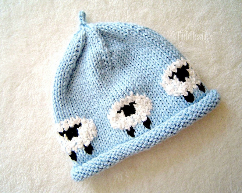 Hat Knitting Pattern Little Lamb Hat Woolly Sheep Hat the AVERY beanie Newborn, Baby, Toddler, Child & Adult sizes image 5