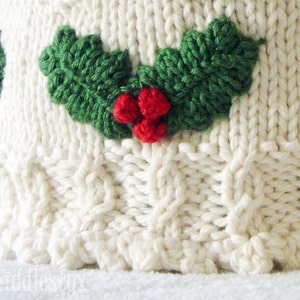 Hat Knitting Pattern Girls Christmas Hat Pattern the HOLLY Hat Newborn, Baby, Toddler, Child & Adult sizes incl'd image 4