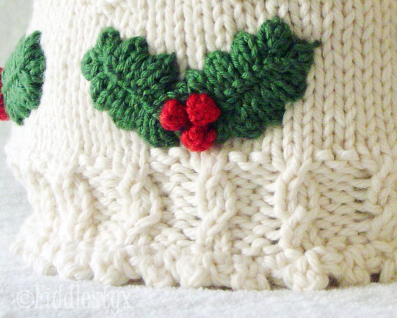 Hat Knitting Pattern Girls Christmas Hat Pattern the HOLLY Hat Newborn, Baby, Toddler, Child & Adult sizes incl'd image 4