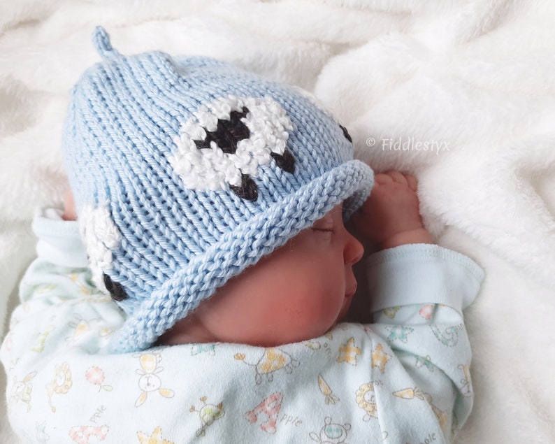 Hat Knitting Pattern Little Lamb Hat Woolly Sheep Hat the AVERY beanie Newborn, Baby, Toddler, Child & Adult sizes image 3