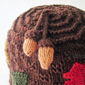 Hat Knitting Pattern Fall Leaves Hat Pattern the AUTUMN Hat Newborn, Baby, Toddler, Child & Adult sizes incl'd image 5