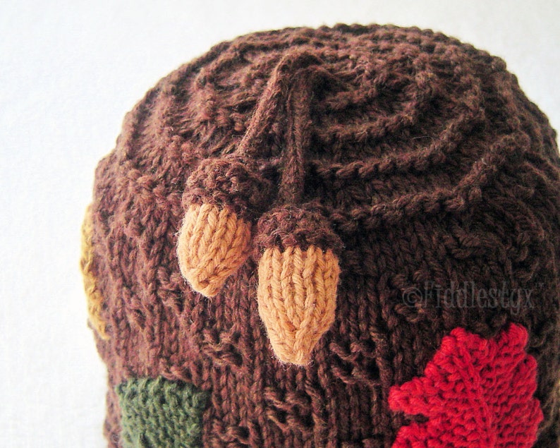 Hat Knitting Pattern Fall Leaves Hat Pattern the AUTUMN Hat Newborn, Baby, Toddler, Child & Adult sizes incl'd image 5