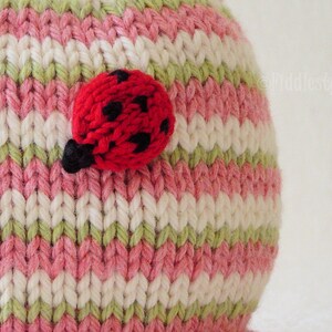 Knitting Pattern Ladybug Hat Knitting Pattern the CLAUDIA beanie Newborn, Baby, Toddler, Child & Adult sizes incl'd image 5