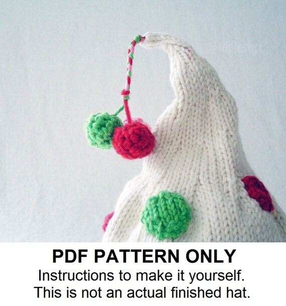 Christmas Hat Knitting Pattern: Polka Dot Stocking Cap - Newborn to Adult Sizes (PDF Pattern)