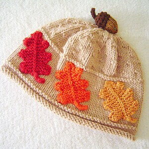 Hat Knitting Pattern Fall Leaves Hat Pattern the SCARLET Beanie Newborn, Baby, Toddler, Child & Adult sizes incl'd image 5